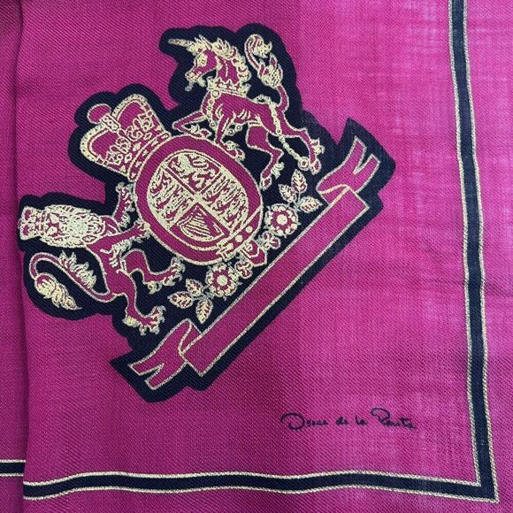 Vintage Oscar de la Renta Wool Scarf For Accessory Street Crown Crest Japan
